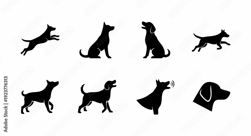 Fototapeta premium set of dogs silhouettes