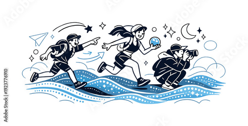 A glowing bioluminescent desert at night. Endless dunes shimmer with bioluminescent light,