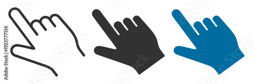 Hand swipe gesture direction icon set, touch move navigation pointer control symbol vector isolated on transparent background