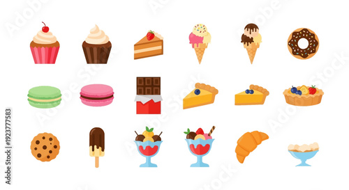 A vibrant assortment of sweet treats, a visual symphony of delectable desserts on white background