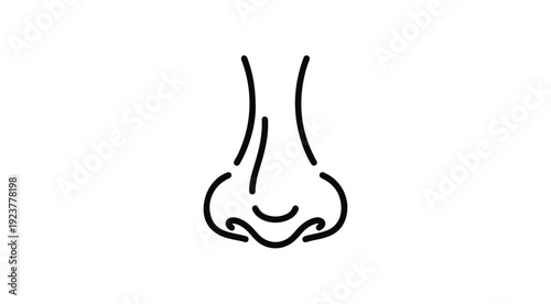 Human Nose Line Icon – Simple Black Outline Smell Sense Symbol