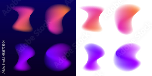 Abstract liquid gradient circle design, pink neon colors blend, fluid blot pattern, elastic blob shape, floating drop and drops. Organic smooth form with purple highlight colors. Vector png banner.