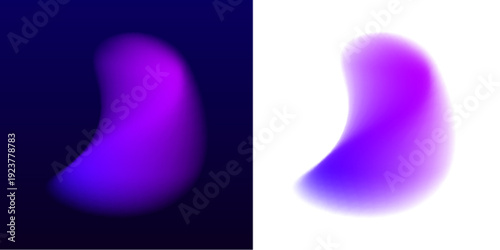 Neon flow inside liquid abstract gradient circle, scattered blot drop create soft reflections. Violet shimmer form, spherical shape. Purple accents appear along edges. Vector png banner graphic.