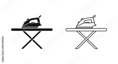 Labor day ironing board and iron set for clothes pressing Vector