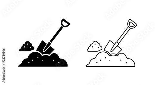 Labor day shovel digging illustration icon design Vector