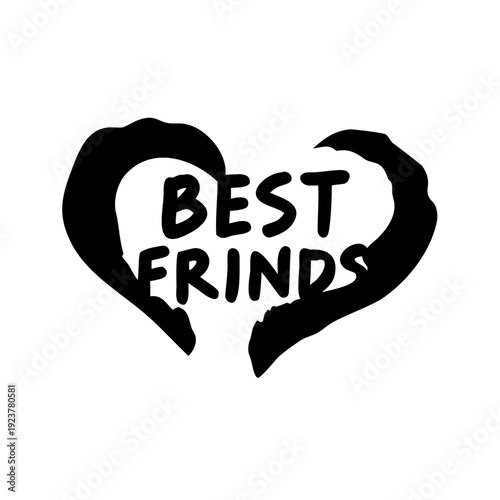 Hand-Drawn Heart Best Friends Vector Illustration