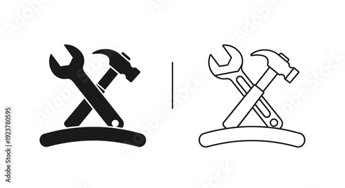Labor day tools and hammer icon set Vector