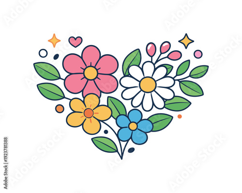 Mother?s Day flowers delicate blossoms arranged in a heart shaped composition, conveying affection, care, and emotional connection.