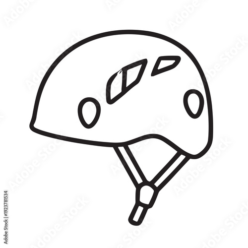 Climbing Helmet Line Art Icon on White Background