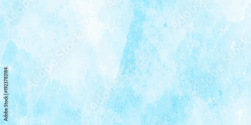 An abstract blue watercolor and grunge background features a light sky pattern on vintage paper texture with cold winter ice and paint surface design