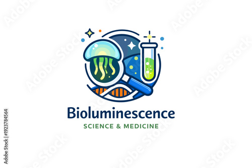 Bioluminescence in science and medicine focusing on natural glow used for research, diagnostics, and visual signaling. A compact concept