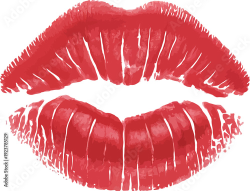 Red lipstick kiss mark on white background for valentine day