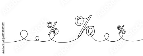 Elegant line art of percentage symbols on white background. No editable stroke