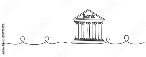 Simple line drawing of a bank building with columns. No editable stroke