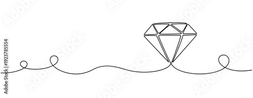 Elegant minimalist diamond line art on white background. No editable stroke