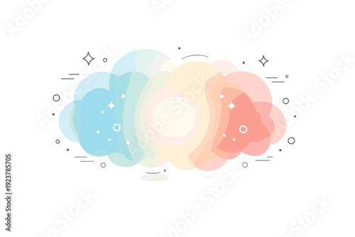 Color fog textures. Abstract color haze gathered around a central area, softly dispersing outward. Gentle focus point with floating particles and quiet motion.