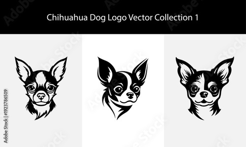 Chihuahua Dog Logo Design Vector Collection Featuring Cute Puppy Face Silhouettes For Pet Shop Branding Professional Canine Identity Elements Animal Care Services And Veterinary