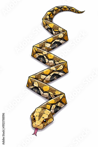 Vector Illustration of Cartoon Type Reticulated Python Origami Craft