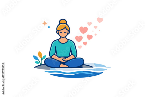 Practicing forgiveness visualized as a serene figure seated near water with softened heart symbols dissolving into the background, suggesting release of
