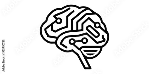 Vector illustration of a human skull with a cigarette featuring a creative brain circuit pattern design to symbolise the power of the mind and intelligence in a modern science concept art logo