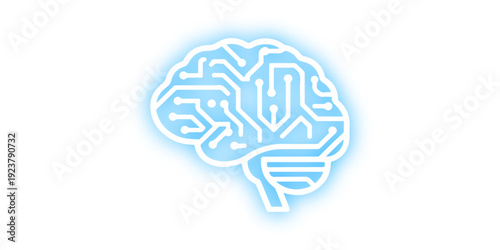 A human head silhouette with a brain vector illustration featuring a circuit pattern design to symbolize a thinking mind and the concept of intelligent technology and science