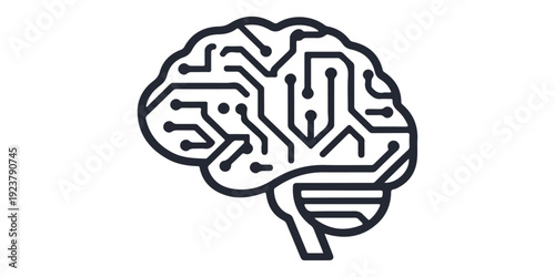 Hand drawn light bulb vector illustration of a human brain circuit design representing a creative mind idea and intelligence technology concept symbol
