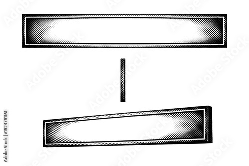 Editorial frame elements. Several lightweight borders with icons, dots, and lines gently floating nearby. The scene suggests layout design, publishing, and