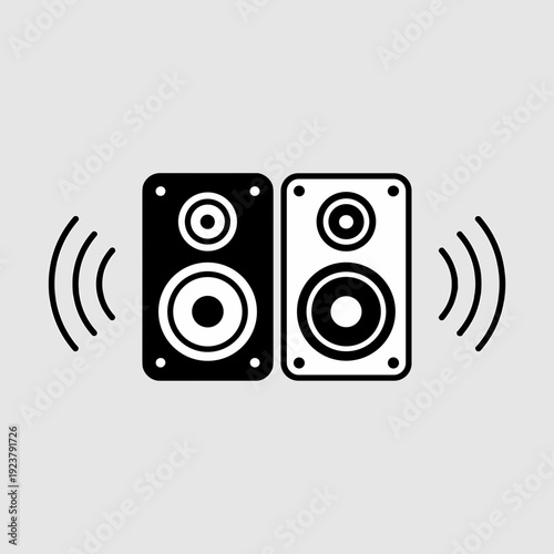 Stereo Speaker Icon Sound System Audio Vector Illustration