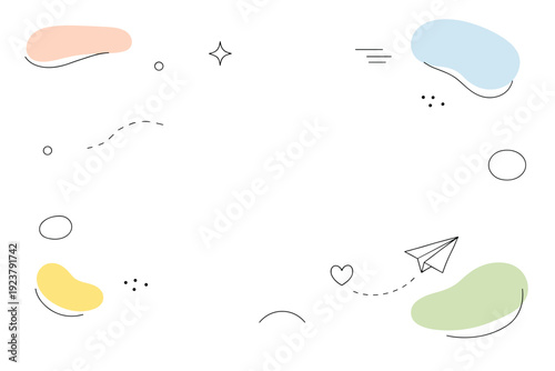 Editorial background texture. Abstract shapes floating freely across the canvas, creating a soft decorative layer. Calm, neutral texture designed to support