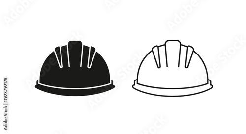 Labor day safety helmet icon set in black and white Vector
