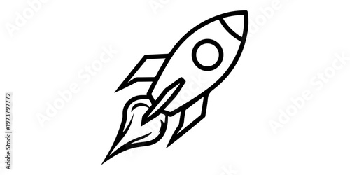 A creative vector illustration set featuring a cartoon rocket spaceship traveling through space alongside a silhouette of a shark and eagle icon for a modern marine and nature art design