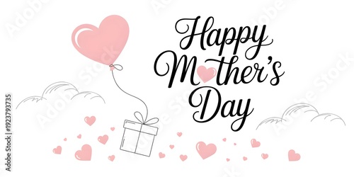 A Happy Mother's Day greeting card with a pink heart balloon