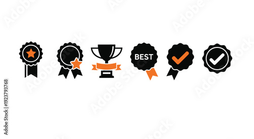A row of quality award badges presented as a dark silhouette