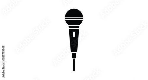 A simple black microphone icon isolated on a white background silhouette