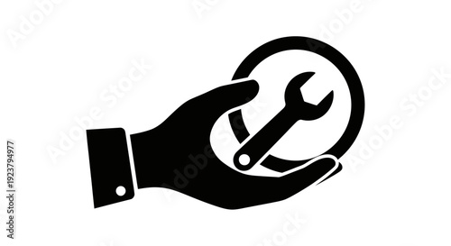 Labor day maintenance hand holding wrench icon Vector