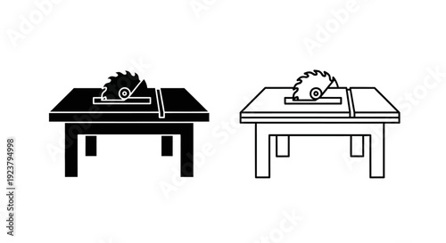 Labor day table saw workbench setup for efficient woodworking projects Vector