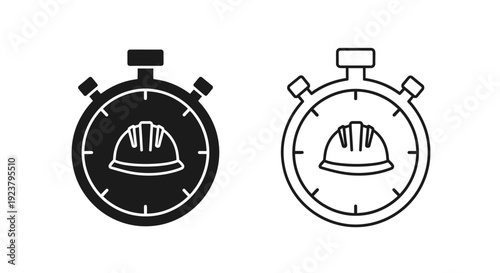 Labor day stopwatch icon set with hard hat design Vector