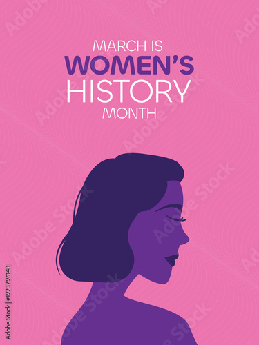 Women History Month Poster in pink color for March as month of celebration