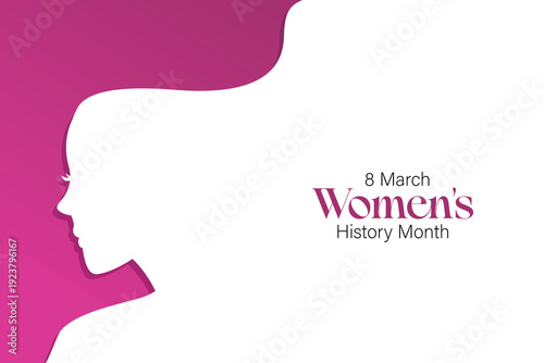 Clean white poster about Women's history month in March
