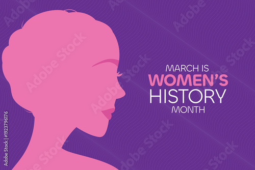 Clean March Women History Month Poster design with girl silhouette on the side