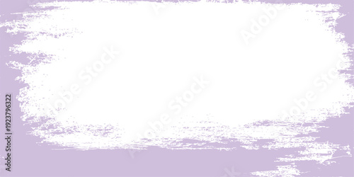 Lavender purple grunge border frame on white background with distressed paint brush stroke texture for rustic design