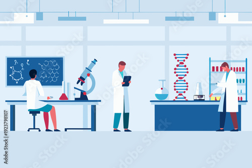 Scientists conduct research in a modern well equipped laboratory setting