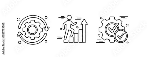 Business growth icons: strategy, progress, optimization illustrations