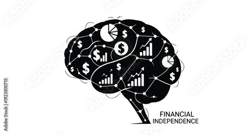 Financial independence concept with brain and dollar signs