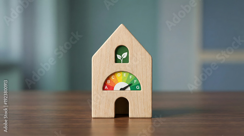 Wallpaper Mural Eco-friendly house concept with energy efficiency meter and green sprout Torontodigital.ca