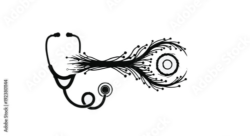 stethoscope with leaves and flowers medical symbol