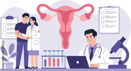 Uterus, fertility, reproductive, health, doctor, couple, consultation, gynecology, medical, examination, 