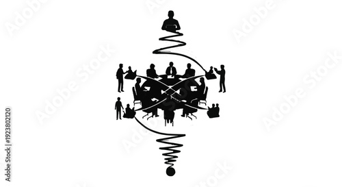black silhouette illustration of people connected in a circle
