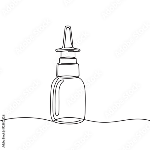 Continuous Line Drawing of a Nasal Spray Bottle, Medical Healthcare Concept