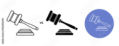 Comparison of gavel designs with flat and circular backgrounds